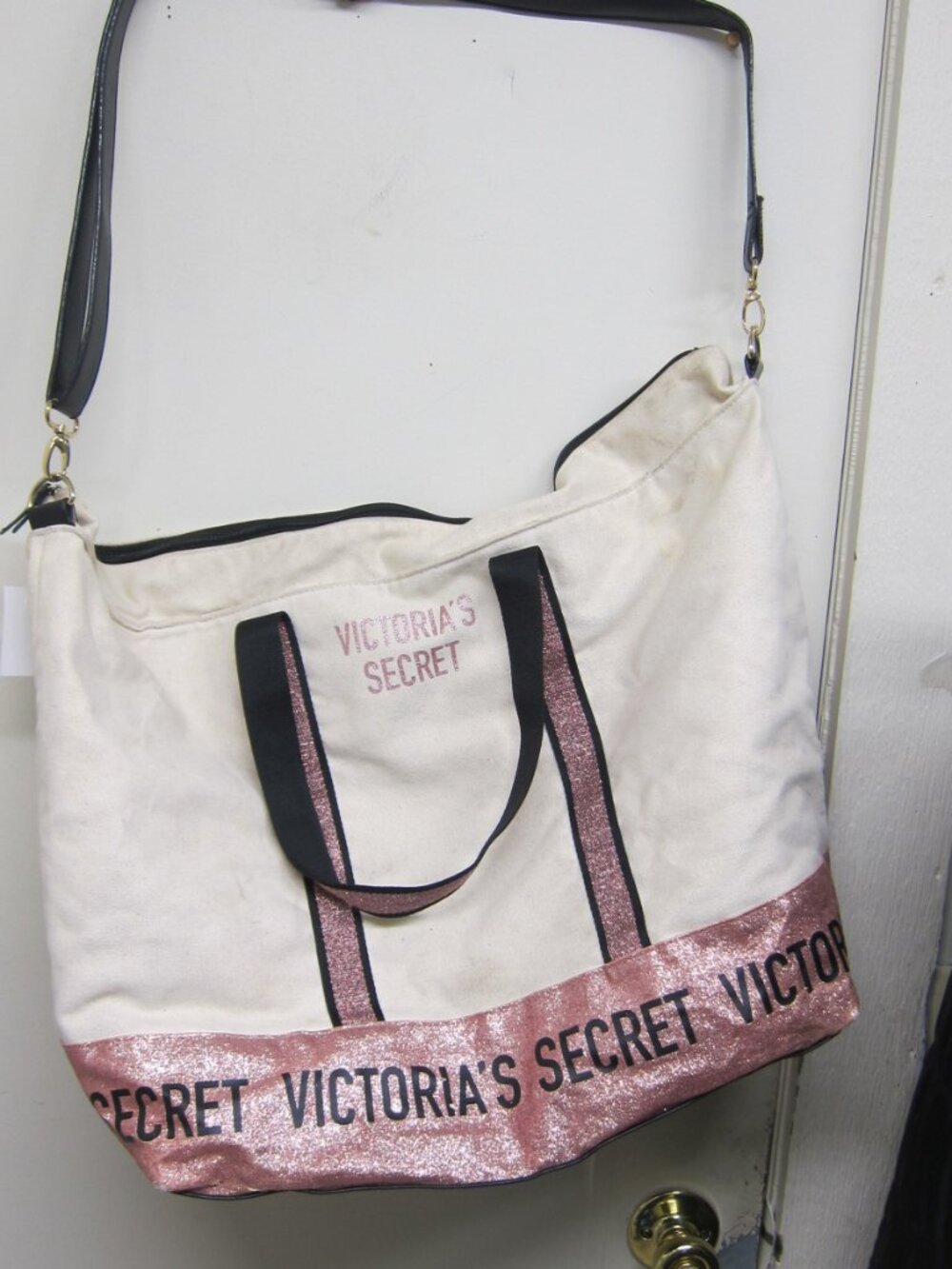 Victoria Secret Large Canvas Shoulder Tote Bag 16" x 22"